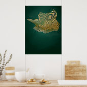 Smaragdgroen en Goud Abstract Wall Art Poster (Keuken)