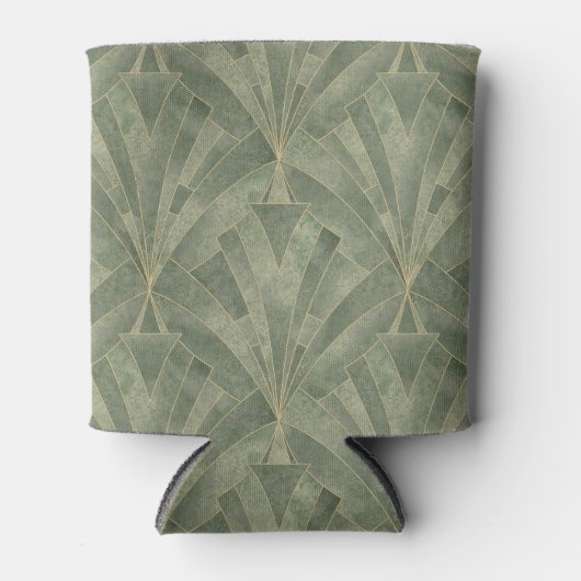 Smaragdgroen en Goud Art Deco Patroon Blikjeskoeler (Voorkant)