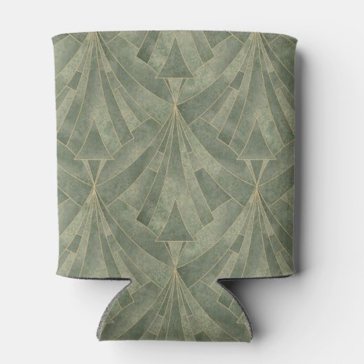 Smaragdgroen en Goud Art Deco Patroon Blikjeskoeler (Achterkant)