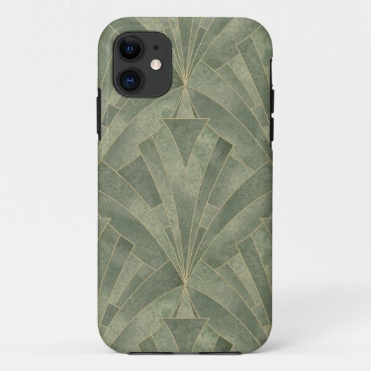 Smaragdgroen en Goud Art Deco Patroon Case-Mate iPhone Case (Achterkant)