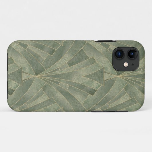 Smaragdgroen en Goud Art Deco Patroon Case-Mate iPhone Case (Achterkant (horizontaal))