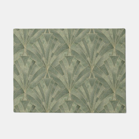 Smaragdgroen en Goud Art Deco Patroon Deurmat (Voorkant)
