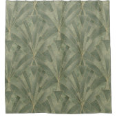 Smaragdgroen en Goud Art Deco Patroon Douchegordijn (Voorkant)