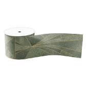 Smaragdgroen en Goud Art Deco Patroon Grosgrain Lint (Spoel)