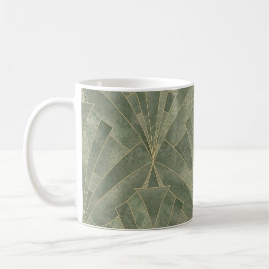 Smaragdgroen en Goud Art Deco Patroon Koffiemok (Links)