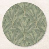 Smaragdgroen en Goud Art Deco Patroon Ronde Kartonnen Onderzetter (Voorkant)