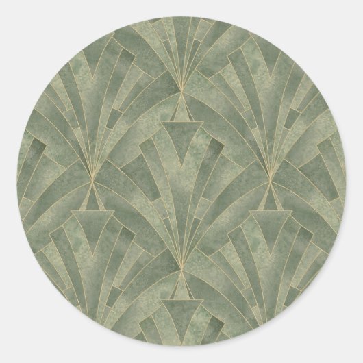 Smaragdgroen en Goud Art Deco Patroon Ronde Sticker (Voorkant)