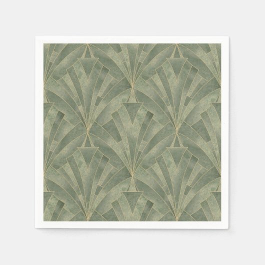Smaragdgroen en Goud Art Deco Patroon Servet (Voorkant)