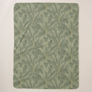 Smaragdgroen en Goud Art Deco Patroon Sherpa Deken