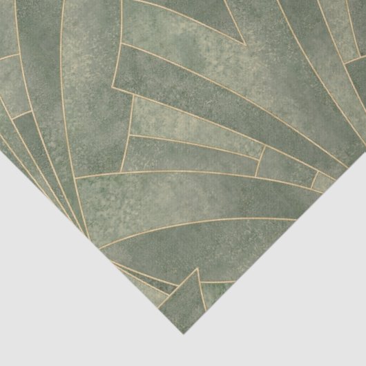 Smaragdgroen en Goud Art Deco Patroon Tissuepapier (Detail)