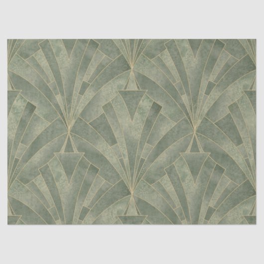 Smaragdgroen en Goud Art Deco Patroon Tissuepapier (Voorkant)