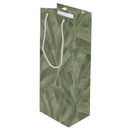 Smaragdgroen en Goud Art Deco Patroon Wijn Cadeautas