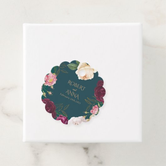 Smaragdgroen en goud Bloemen bruiloft Bedankjes Labels (In situ)