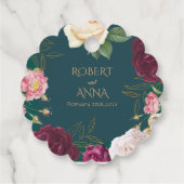 Smaragdgroen en goud Bloemen bruiloft Bedankjes Labels (Achterkant)