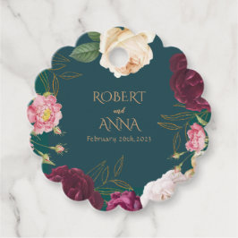 Smaragdgroen en goud Bloemen bruiloft Bedankjes Labels