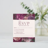 Smaragdgroen en goud Bloemen bruiloft RSVP Kaartje (Staand voorkant)