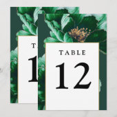 Smaragdgroen en goud bloemen moderne tafel nummers kaart (Voorkant / Achterkant)