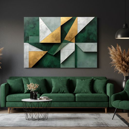 Smaragdgroen en Goud Canvas Afdruk
