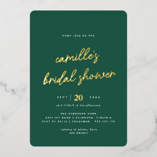 Smaragdgroen en goud   Eenvoudig Vrijgezellenfeest Folie Uitnodiging