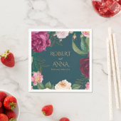 Smaragdgroen en goud Floral bruiloft servetten (Insitu)