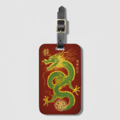 Smaragdgroen en goud geluks-draak van de maan bagagelabel (Voorkant (verticaal))