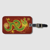 Smaragdgroen en goud geluks-draak van de maan bagagelabel (Voorkant (horizontaal))
