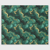 Smaragdgroen en goud marmeren vloeibare stijl patr cadeaupapier (Vlak)