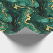 Smaragdgroen en goud marmeren vloeibare stijl patr cadeaupapier (Hoek)