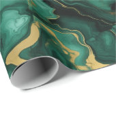 Smaragdgroen en goud marmeren vloeibare stijl patr cadeaupapier (Rol Hoek)