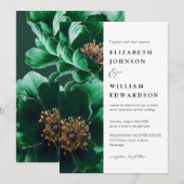 Smaragdgroen en goud Moderne Bloemfoto Huwelijk Kaart (Voorkant / Achterkant)