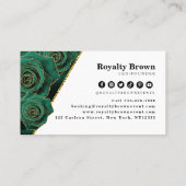 Smaragdgroen en Goud Roos Visitekaartje (Achterkant)