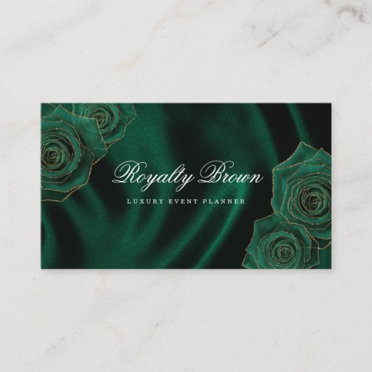 Smaragdgroen en Goud Roos Visitekaartje (Voorkant)
