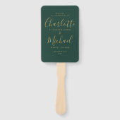 Smaragdgroen En Goud Schrift Trouwprogramma Handwaaier (Voorkant)