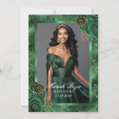 Smaragdgroen en Goud Verjaardag Foto uitnodiging (Voorkant)