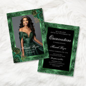 Smaragdgroen en Goud Verjaardag Foto uitnodiging