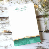 Smaragdgroen en goud waterverf gepersonaliseerd post-it® notes
