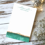 Smaragdgroen en goud waterverf gepersonaliseerd post-it® notes