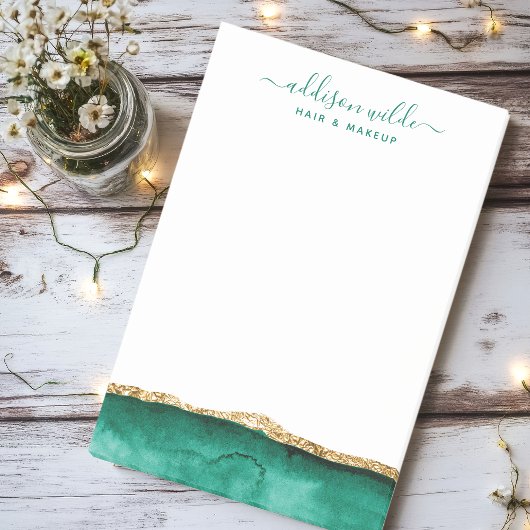 Smaragdgroen en goud waterverf gepersonaliseerd post-it® notes