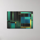 Smaragdgroen en gouden abstract geometrisch canvas afdruk (Voorkant)