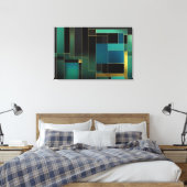 Smaragdgroen en gouden abstract geometrisch canvas afdruk (Insitu (Slaapkamer))