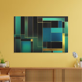 Smaragdgroen en gouden abstract geometrisch canvas afdruk (Insitu (Woonkamer))
