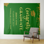 Smaragdgroen en gouden Afstuderen foto achtergrond Wandkleed (In Situ (horizontaal))