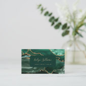 Smaragdgroen en gouden agaat visitekaartje (Staand voorkant)