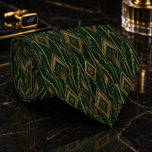 Smaragdgroen en gouden Art Deco-diamant Stropdas