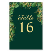 Smaragdgroen en Gouden Blad Elegante Bruiloft Kaart (Achterkant)