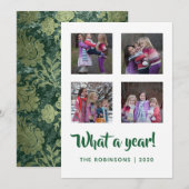 Smaragdgroen en gouden fluwelen damast Kerstmis Feestdagenkaart (Voorkant / Achterkant)