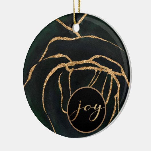 smaragdgroen en gouden fotoversiering keramisch ornament (Links)