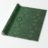  Smaragdgroen en gouden geometrische Cadeaupapier (Uitgerold)