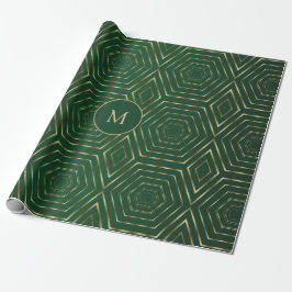  Smaragdgroen en gouden geometrische Cadeaupapier