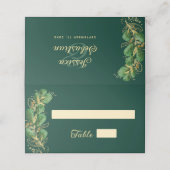 Smaragdgroen en gouden juweel Toon bruiloft Plaatskaartje (Buitenkant ongevouwen)